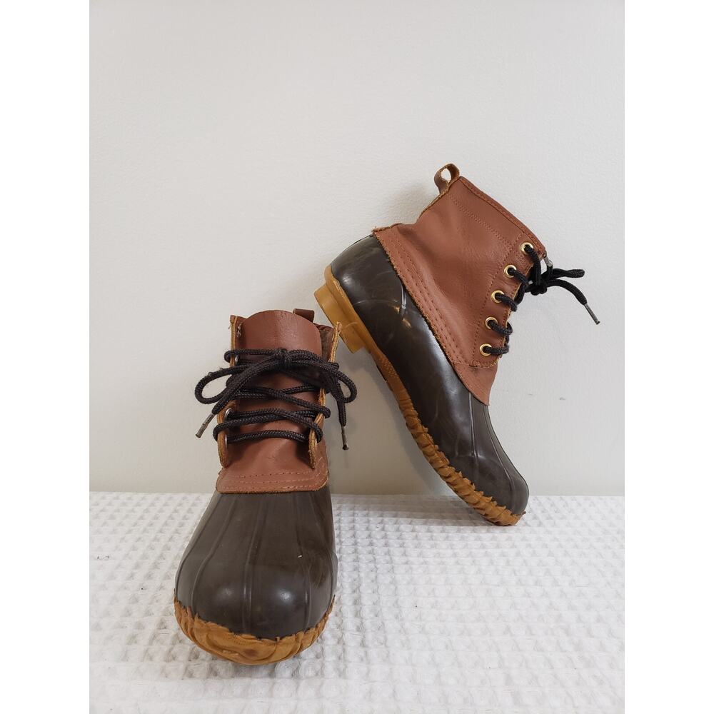 Pro Line Steel Shank Leather Duck Boots Size 9 Brown Waterproof Lined Lace